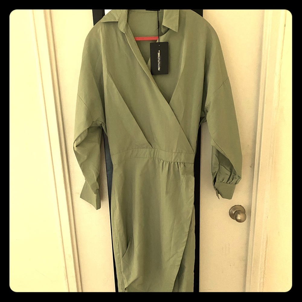Mint green wrap midi dress